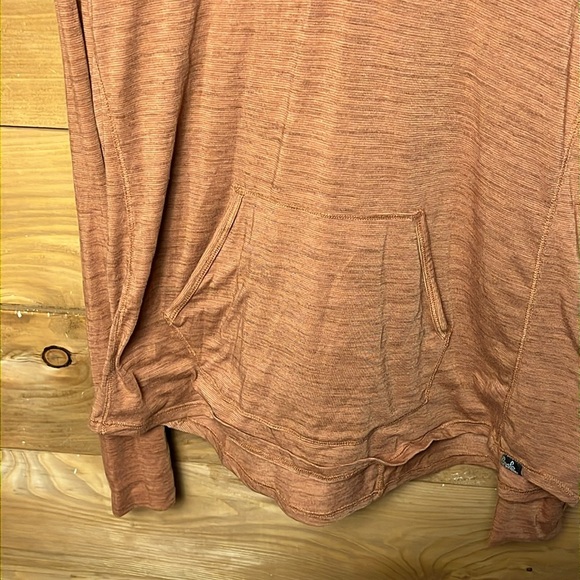 prAna Womens Hoodie Large rust/brown long sleeve‎ kangaroo pocket 1/4 button up - Picture 5 of 8